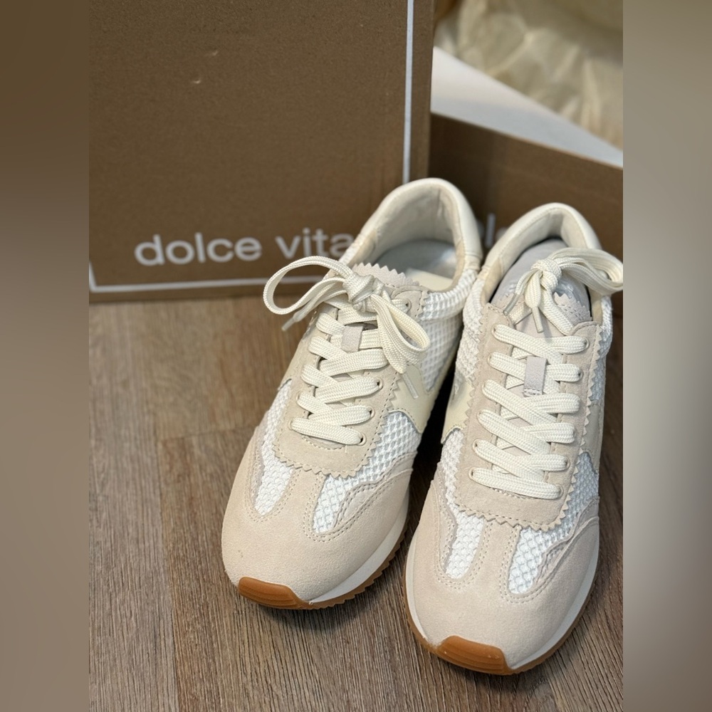 Dolce Vita Beige and White Sneakers